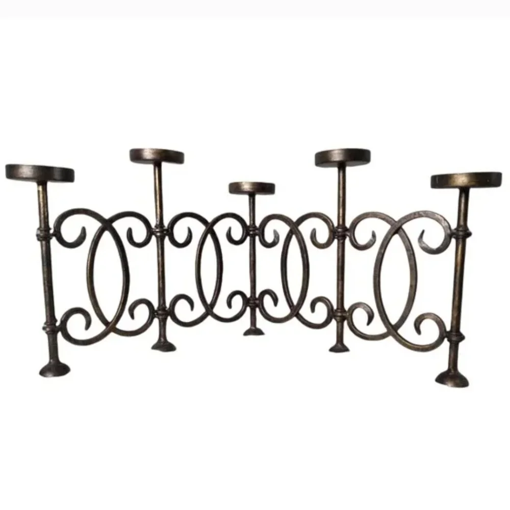 Vintage Hinged Panel Wrought Iron Candelabra